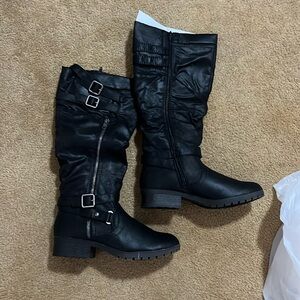 Black wide calf boots